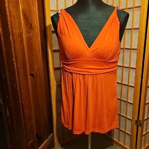 Bright Orange Sleeveless Blouse